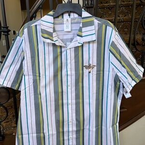 Disney Haunted Mansion Men’s White and Green Casual Button Down Shirt Sz. XL NWT